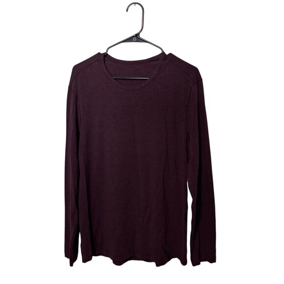 Lululemon Shirt Mens Medium Maroon Long Sleeve Crewneck Stretch 5 Year Basic Gym - Picture 1 of 6